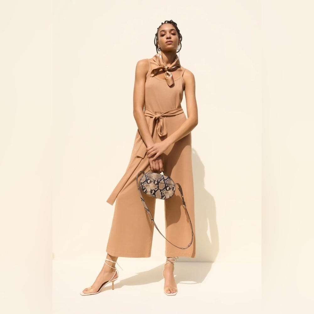 Cuyana V Back One Piece Wide Leg Jumpsuit
